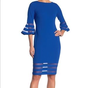 Calvin Klein Bell-Sleeve Illusion-Stripe Dress